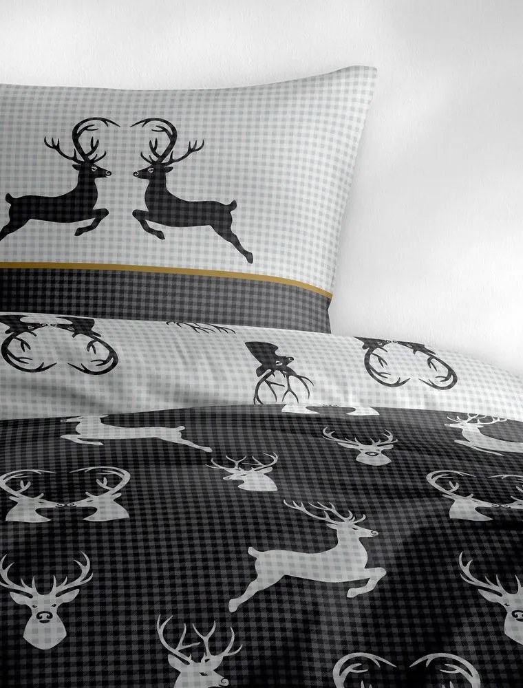 Bierbaum obliečky flanelové 3923 Deer Grafit 135x200/80x80 cm