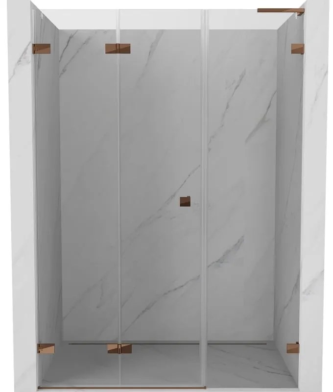 Mexen Lunar-F, L skladacie ľavé sprchové dvere 110 cm, 8mm číre sklo, ružové zlato profil, 836SL-110-050-60-00-L