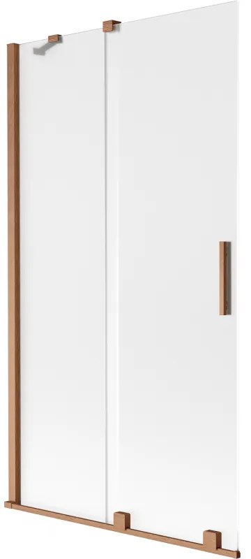 Mexen Velar, 2-krídlová posuvná vaňová zástena 100 x 150 cm, 8mm sklo námraza, medená matná, 896-100-000-31-65