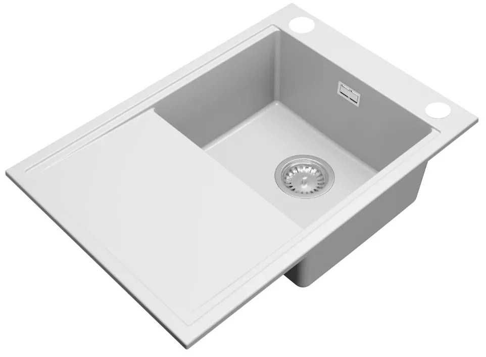 Gamma Design 7050, 1-komorový granitový drez 700x480x205 mm, biela, GMA-ZLE000137