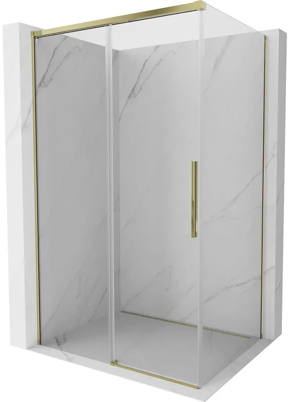 Mexen Rox, posuvný sprchový kút 150 x 90 cm, číre sklo, zlatý profil, 8C2-150-090-50-00