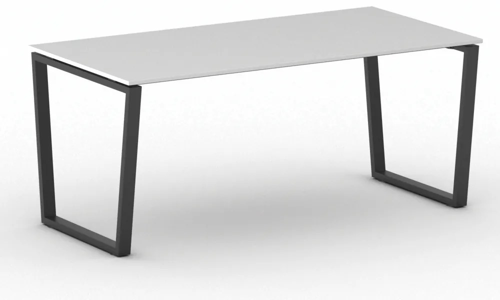 Kancelársky stôl PRIMO IMPRESS, 180x90 cm, čierna podnož, biela