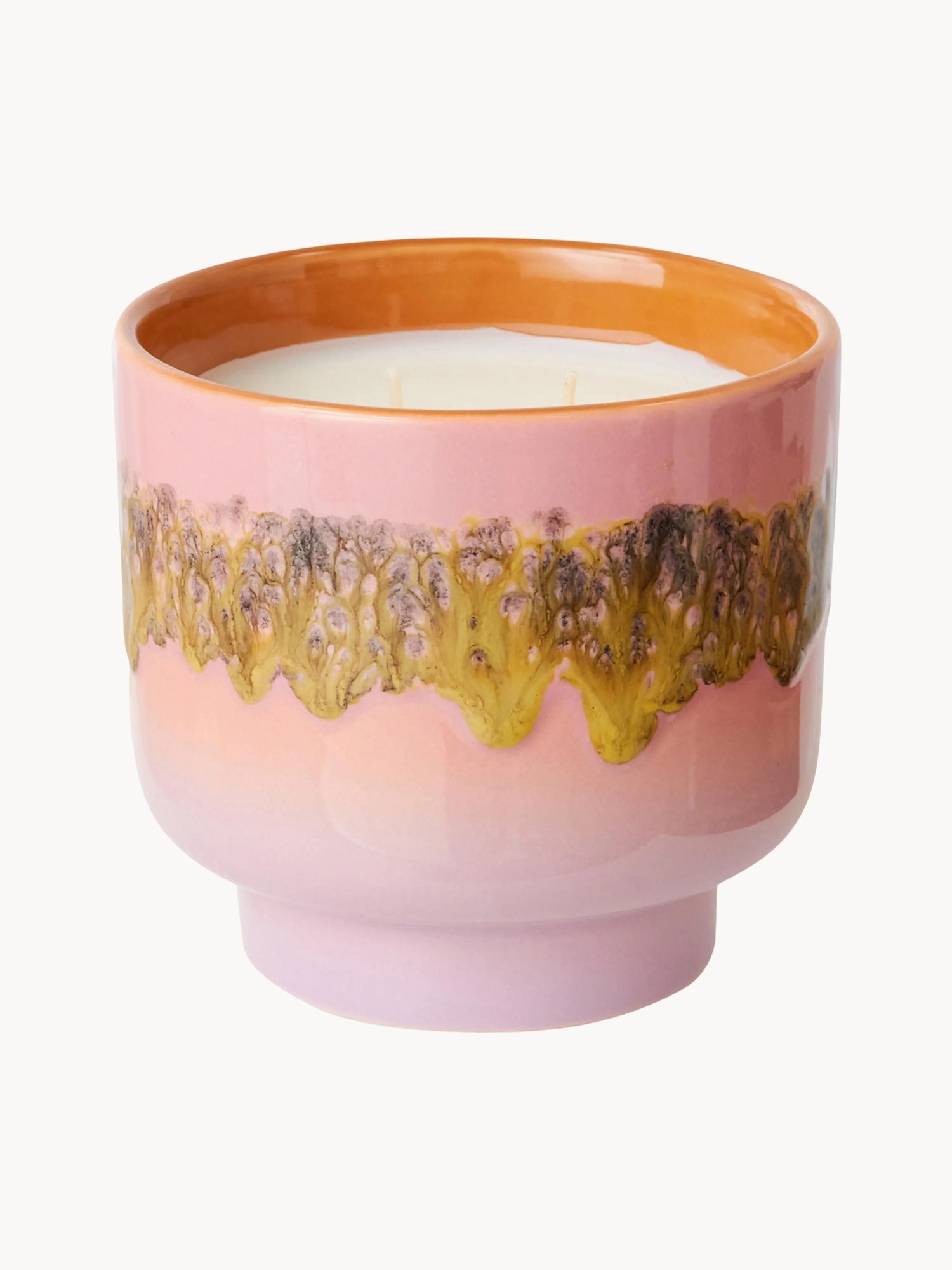 Ručne vyrobená vonná sviečka's dvoma knôtmi 70's (Rose & Vanilla)