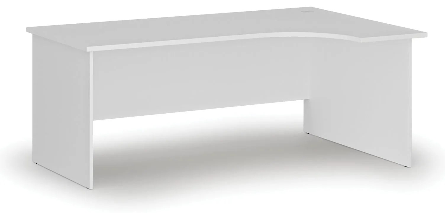 Rohový kancelársky písací stôl PRIMO WHITE, 180x120 cm, pravý, biela