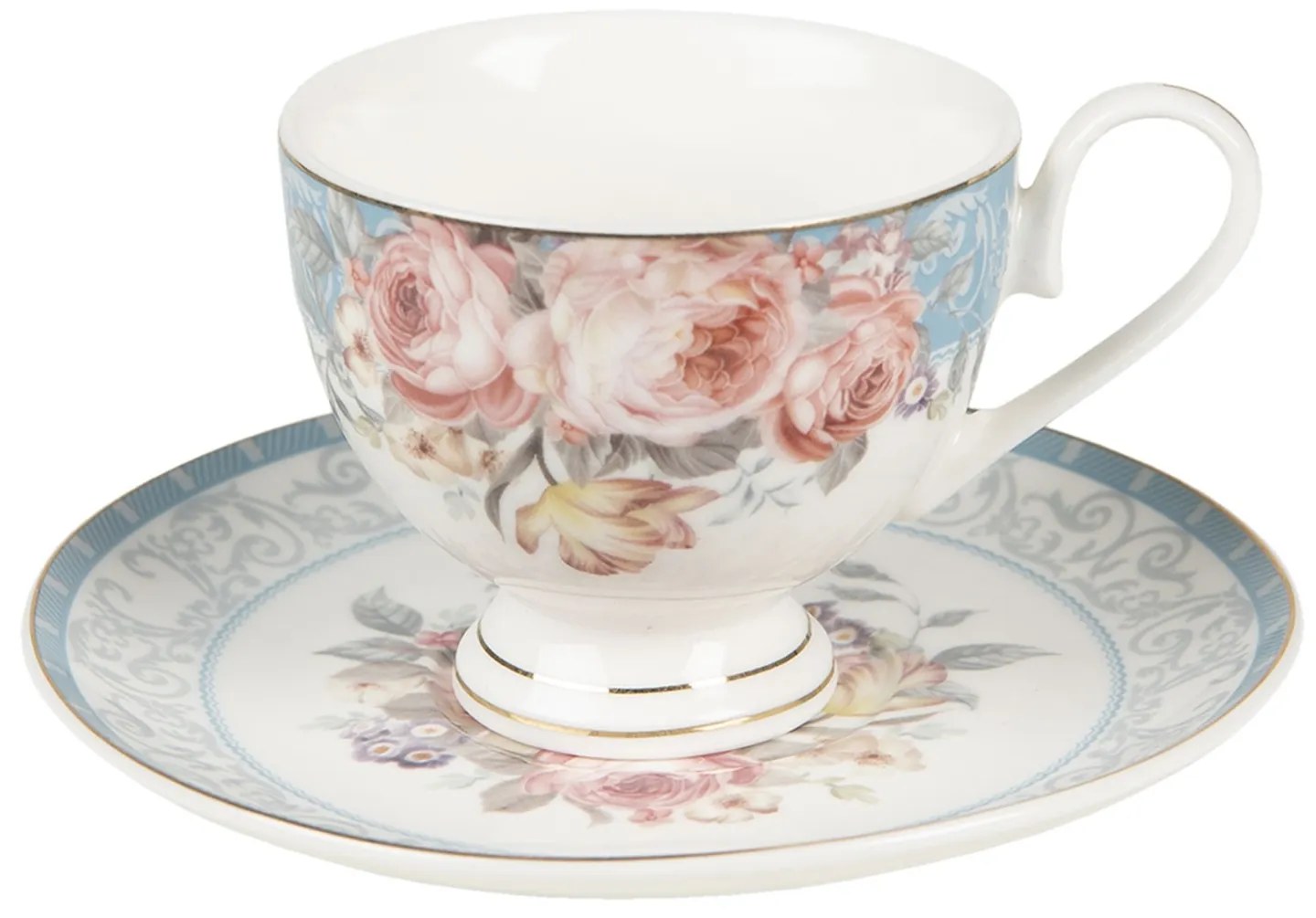 Porcelánová šálka s tanierikom Peony Rosé - Ø 9*8 / Ø 15*2 cm / 200 ml