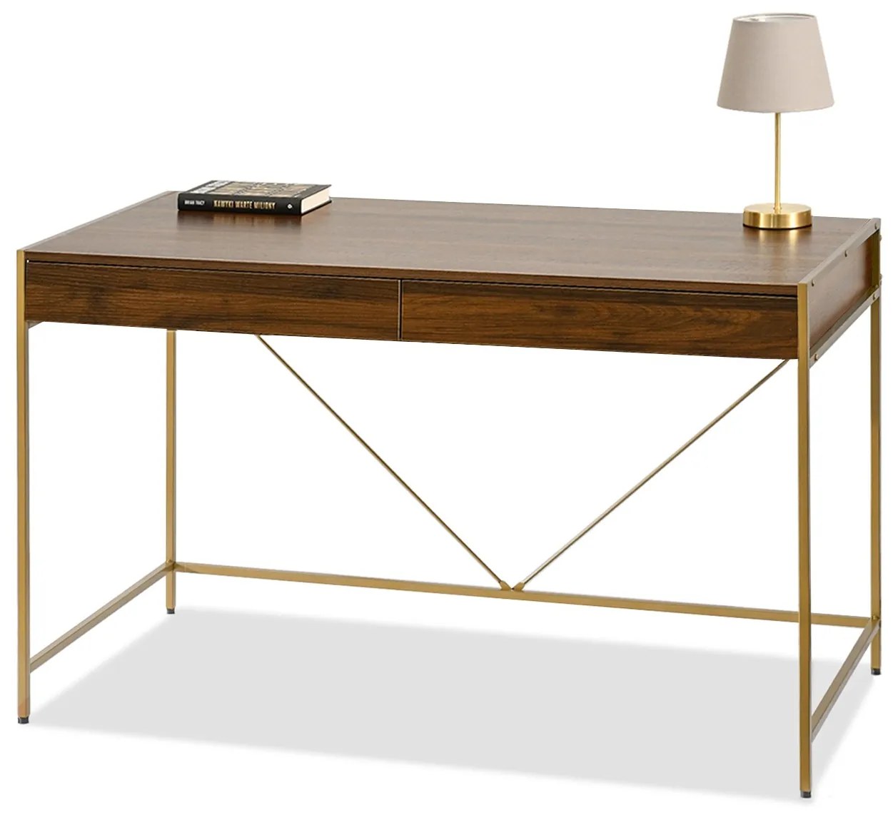 PC stolík Unica (orech + zlatá). Akcia -34%. Vlastná spoľahlivá doprava až k Vám domov. 1109857