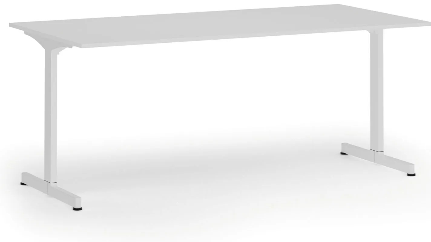 Kancelársky stôl PRIMO BETA, 180x90 cm, biela podnož, biela
