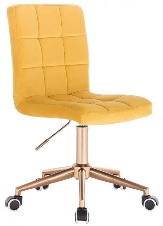 LuxuryForm DESIGN Stolička TOLEDO VELUR na zlatej podstave s kolieskami - žltá