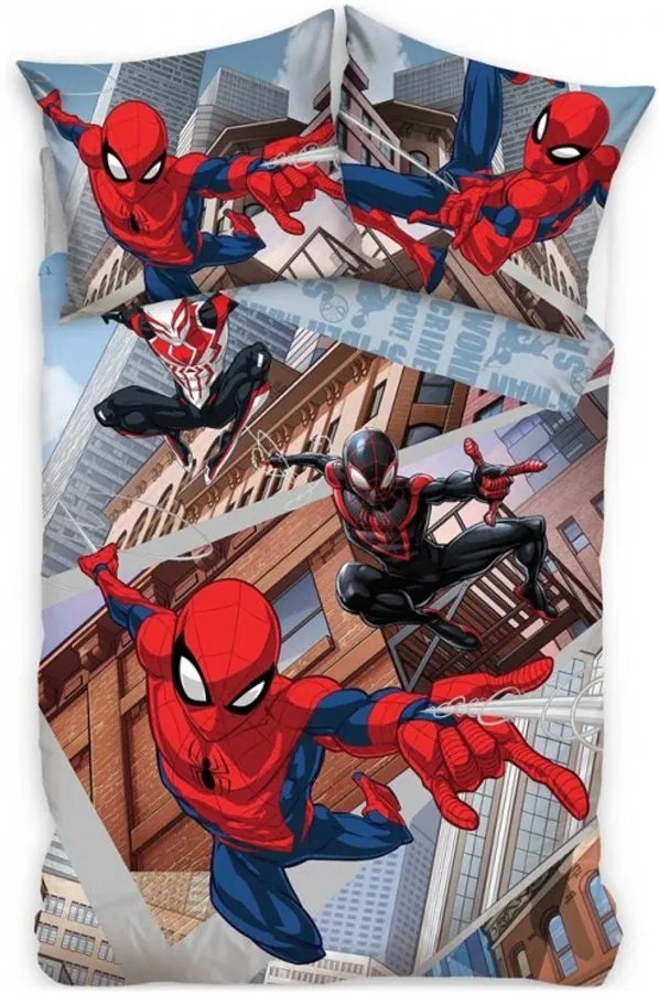 Posteľné obliečky Spiderman - motív Cez paralelné svety - 100% bavlna renforcé - 70 x 90 cm + 140 x 200 cm