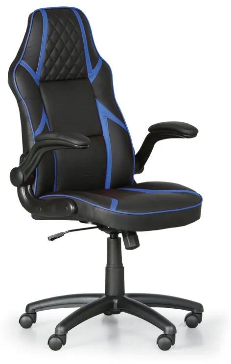 Kožená kancelárska stolička GAME, čierna/modrá