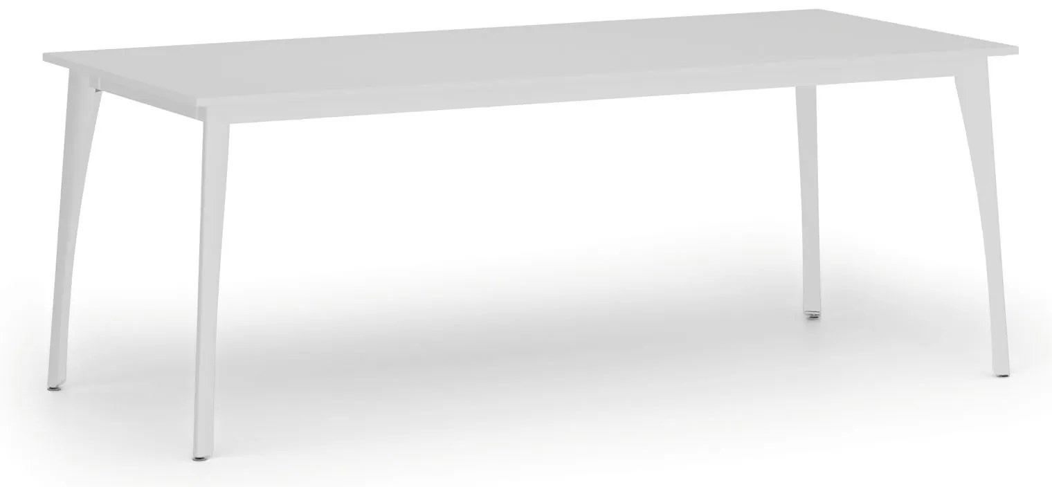 Rokovací kancelársky stôl PRIMO OMEGA, 200x90 cm, biela podnož, biela
