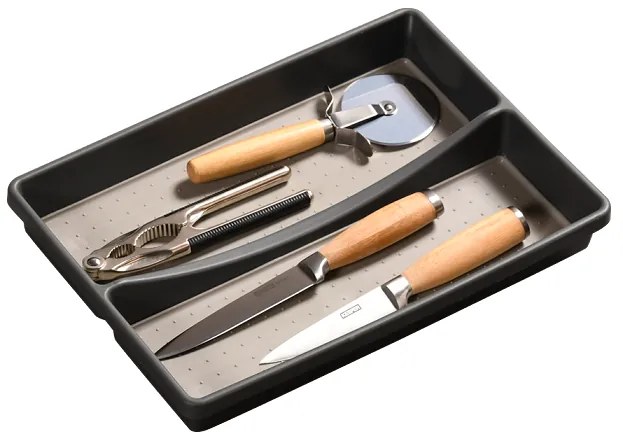 Organizér do zásuvky, sivý, protišmykový, s priehradkou GREY 33 x 23 cm