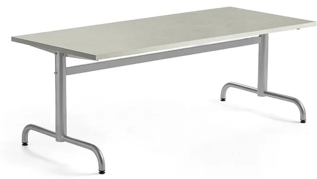 Stôl PLURAL, 1600x700x600 mm, linoleum - šedá, strieborná
