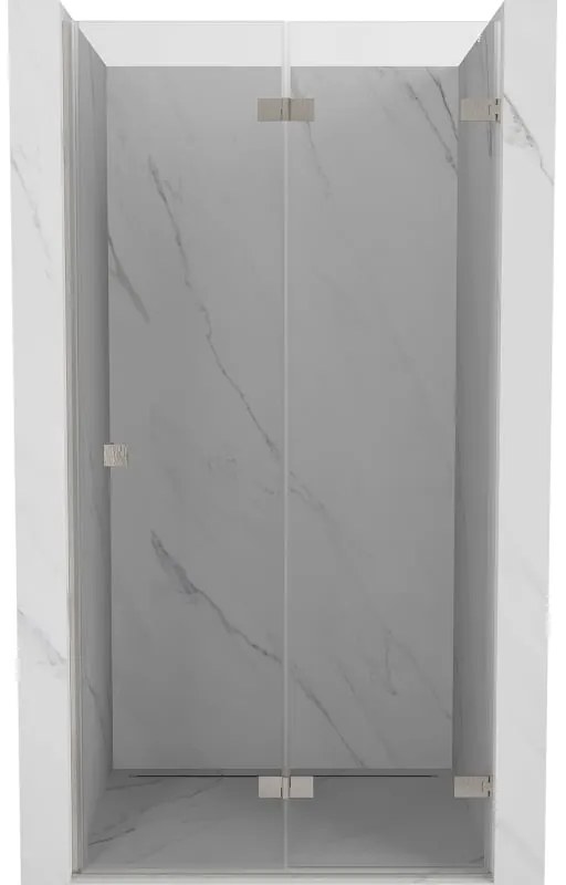 Mexen, Mexen Lunar-F pravé skladacie sprchové dvere 100 cm, transparentné, brúsený nikel - 836-100-000-97-00-P