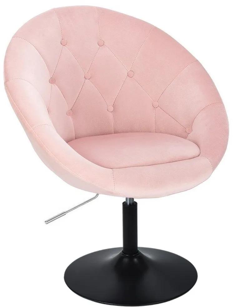 LuxuryForm DESIGN Kreslo VERA VELUR na čiernom tanieri - svetlo ružové