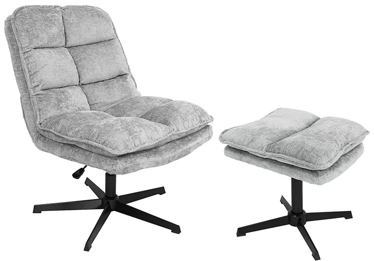 Relaxačné otočné kreslo KATANIA s podnožkou, svetlo sivé