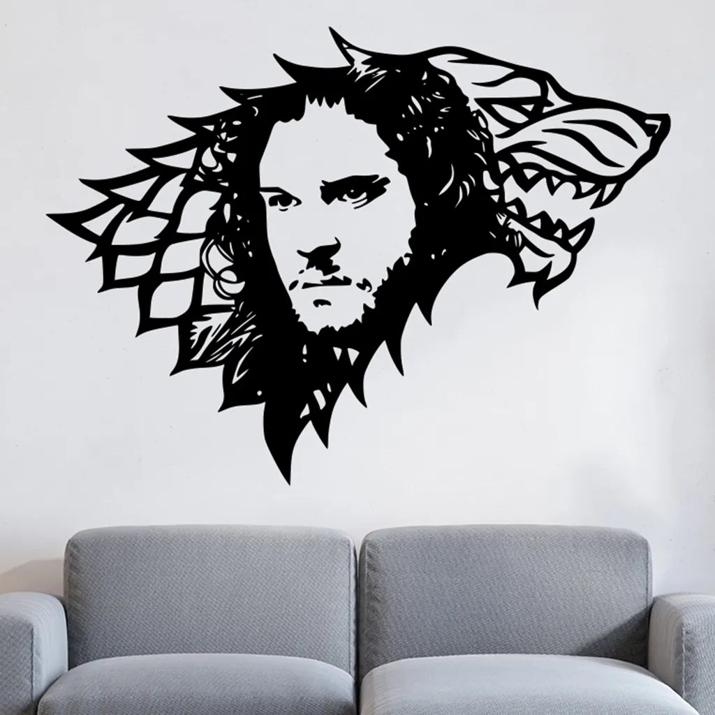 Veselá Stena Samolepka na stenu na stenu Jon Snow Hra o tróny Farba: černá