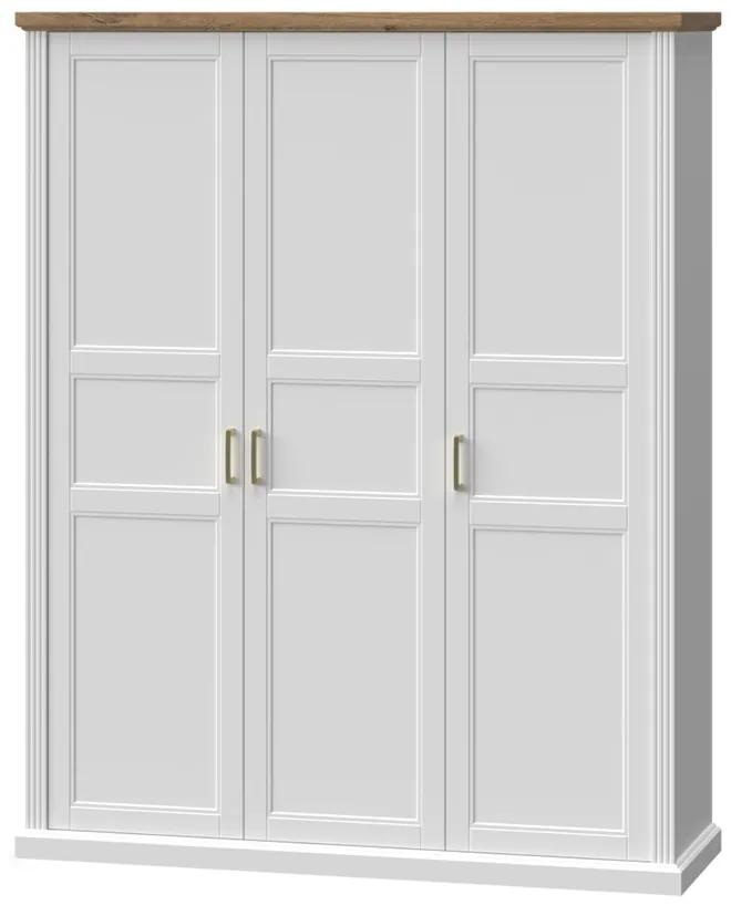Trojdverová šatníková skriňa Artis - biela/orech pacific