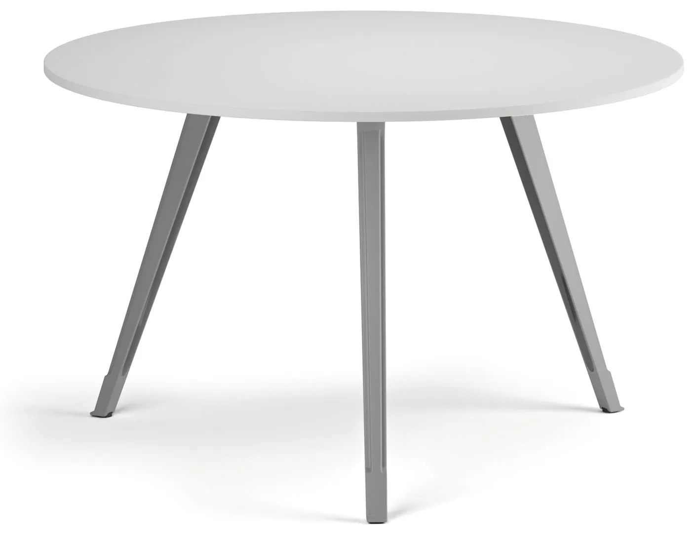 Konferenčný stôl PRIMO ZEN, priemer 120 cm, sivostrieborná podnož, biela