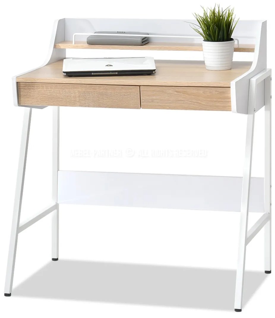 PC stolík Borge (dub + biela). Akcia -28%. Vlastná spoľahlivá doprava až k Vám domov. 1109736