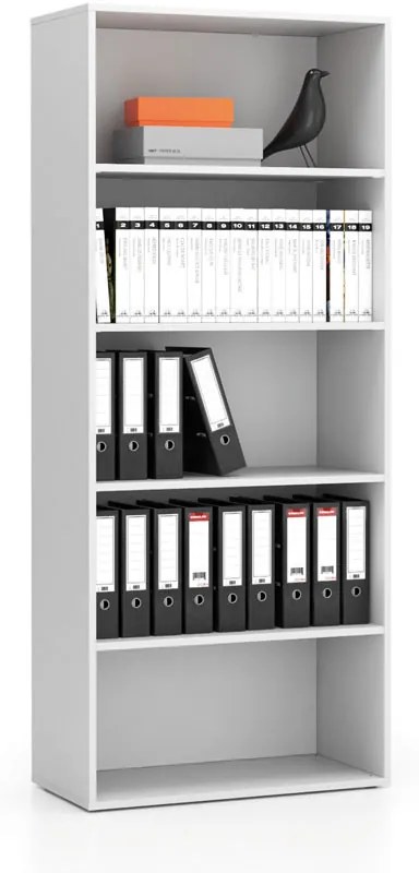 PLAN Vysoký kancelársky policový regál LAYERS, 800 x 400 x 1905 mm, biela