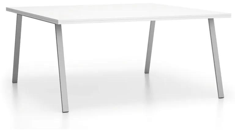 PLAN Kancelársky rokovací stôl DOUBLE LAYERS, bez prepážok, biela