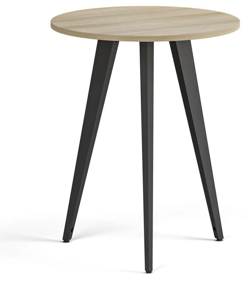 Konferenčný stôl PRIMO VIBE, priemer 60 cm, čierna podnož, dub prírodný