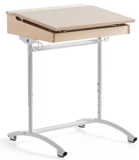 Školská lavica ACCESS, 650x550 mm, výškovo nastaviteľná, HPL, biela/bordová