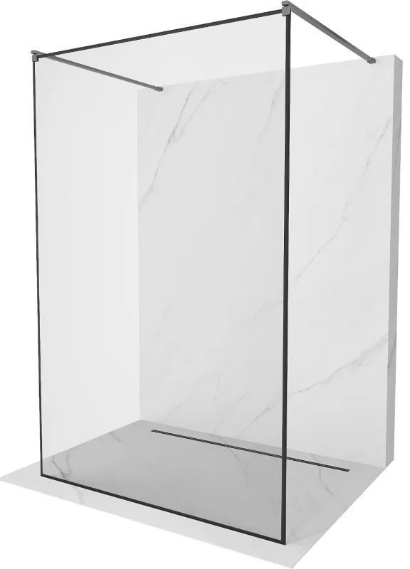 Mexen Kioto, sprchová zástena Walk-In 120 x 200 cm, 8mm číre sklo čierny vzor, grafitový profil, 800-120-002-95-70