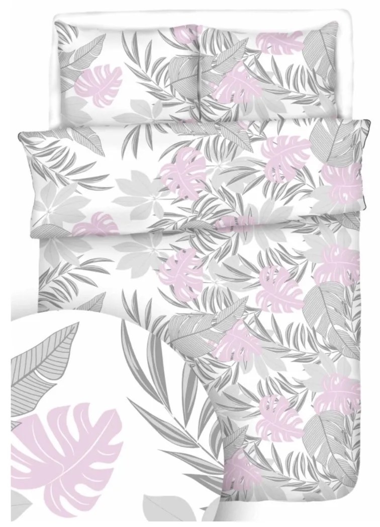 Obliečky krepové Tropic ružový TiaHome - 1x Vankúš 90x70cm, 1x Paplón 140x200cm