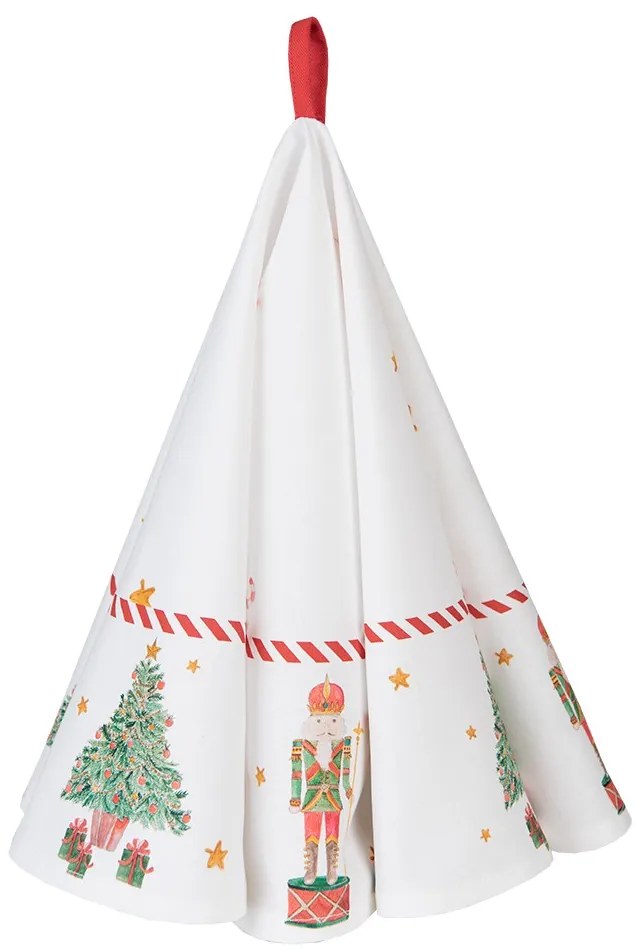 Biela bavlnená okrúhla utierka so luskáčikmi Happy Little Christmas - Ø 80 cm
