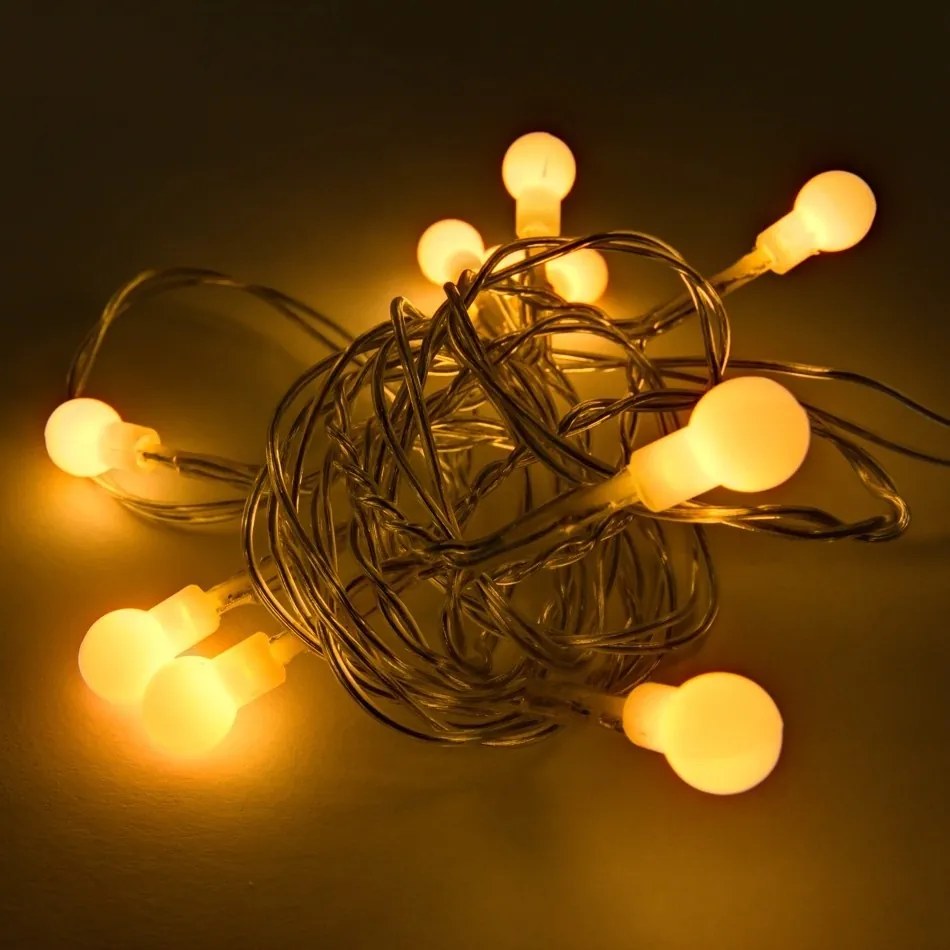 DECOLED Svetelná reťaz LED na batérie, teplá biela, 10 diód, 2,1 m
