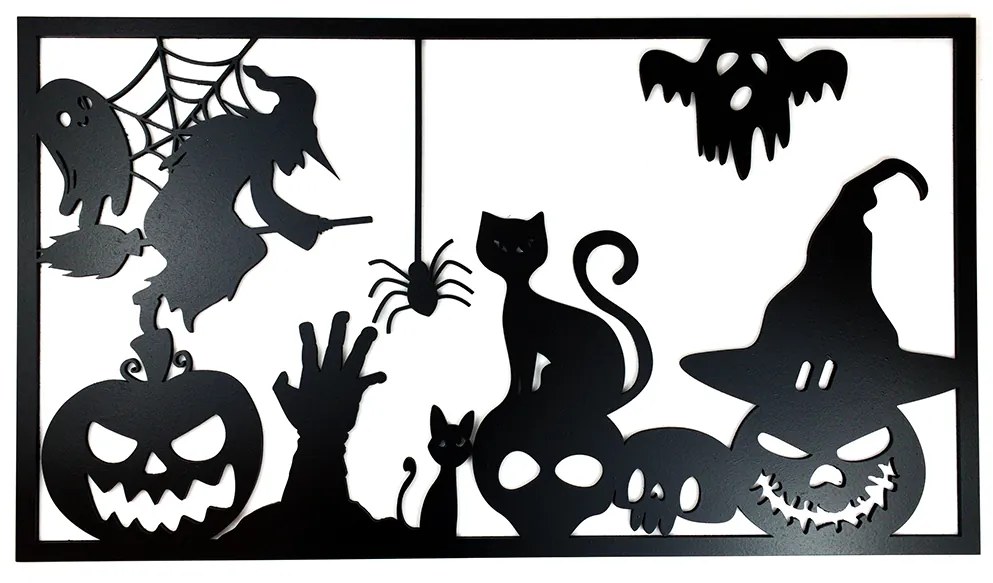 Veselá Stena Drevená nástenná dekorácia Halloween čierny