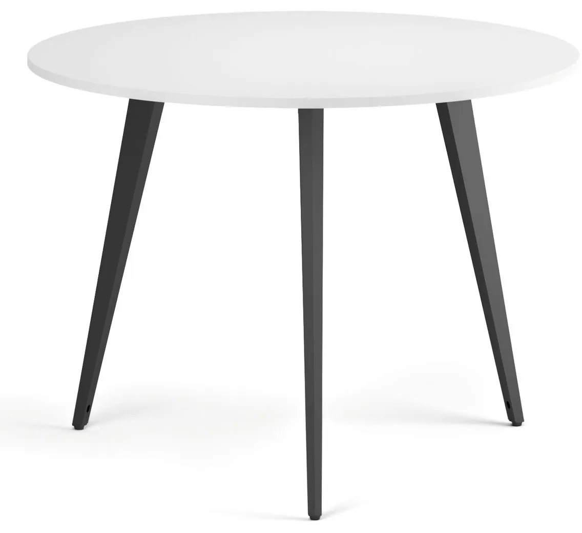 Konferenčný stôl PRIMO VIBE, priemer 100 cm, čierna podnož, biela