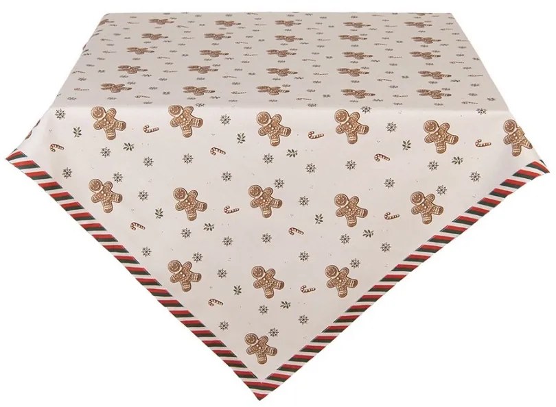 Béžový bavlnený obrus s perníčkami Gingerbread Magic - 100*100 cm