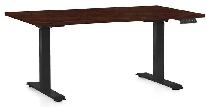 Výškovo nastaviteľný stôl OfficeTech D, 120 x 80 cm, čierna podnož, wenge