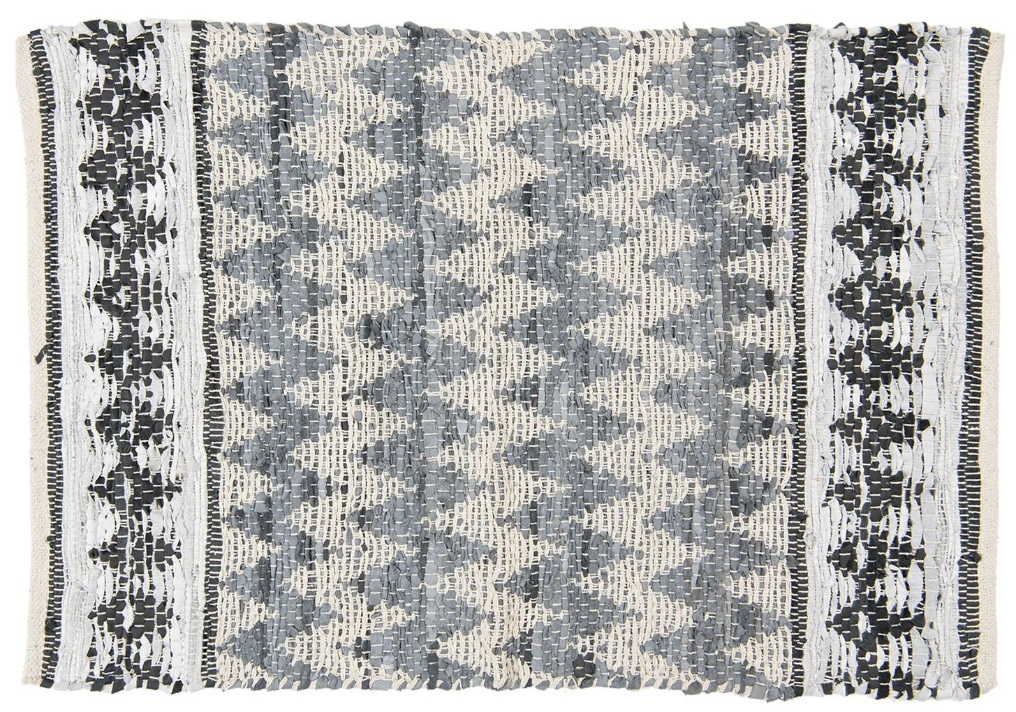 Krémovo-čierny koberec z bavlny - 60 * 90 cm