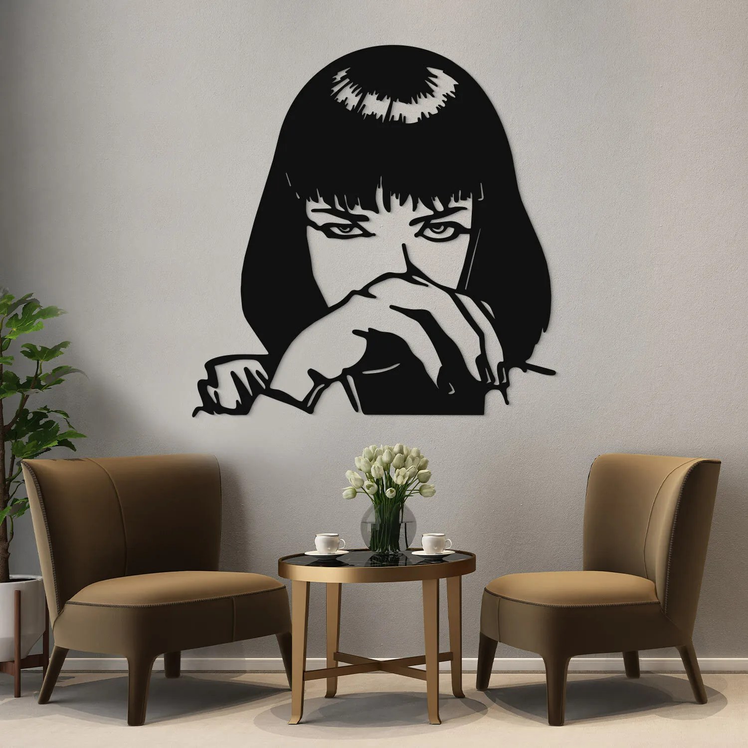 DUBLEZ | Drevený obraz Pulp Fiction - Mia Wallace