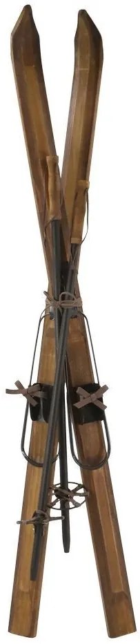 Hnedá drevená dekorácia lyže Ski Vintage - 5,5*120 cm