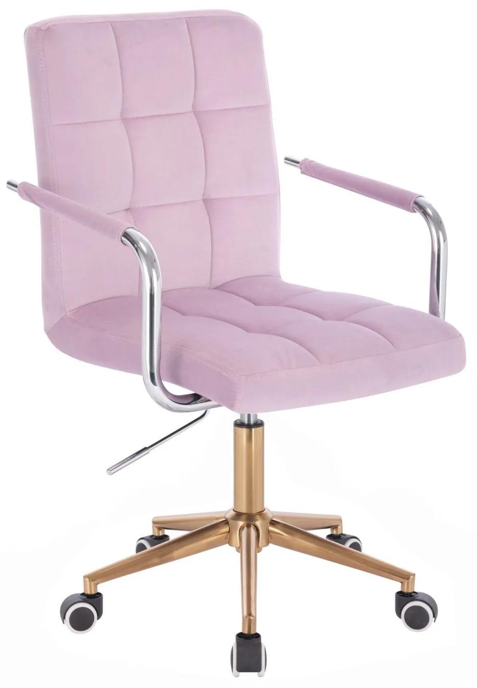 LuxuryForm DESIGN Stolička VERONA VELUR na zlatej podstave s kolieskami - levanduľa