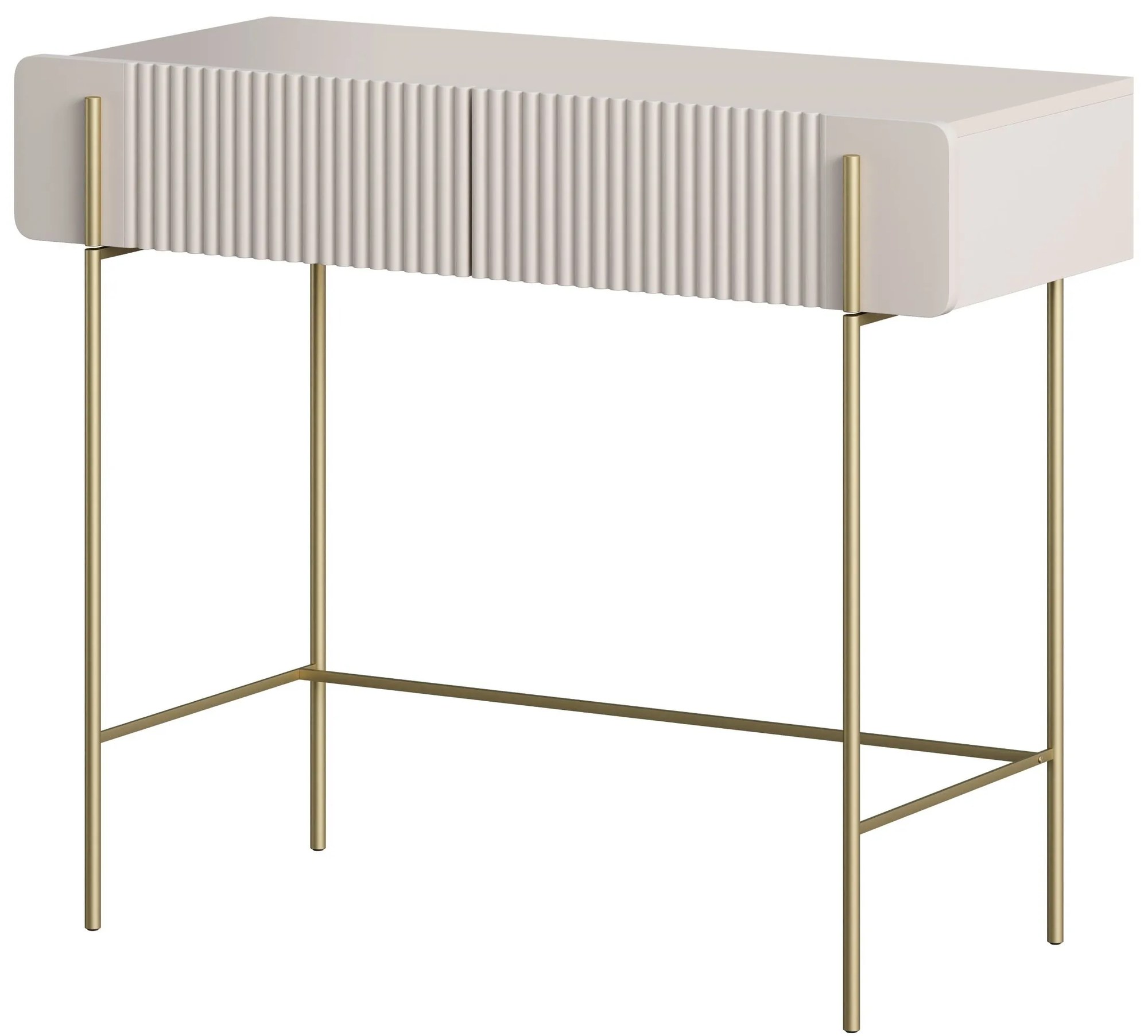 Toaletný stolík Malmi 100 cm - kašmírová / zlatá