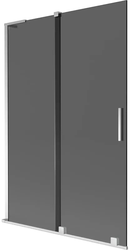 Mexen Velar L, 2-krídlová posuvná vaňová zástena 120 x 150 cm, 8mm šedé sklo, chrómový profil, 896-120-003-41-01
