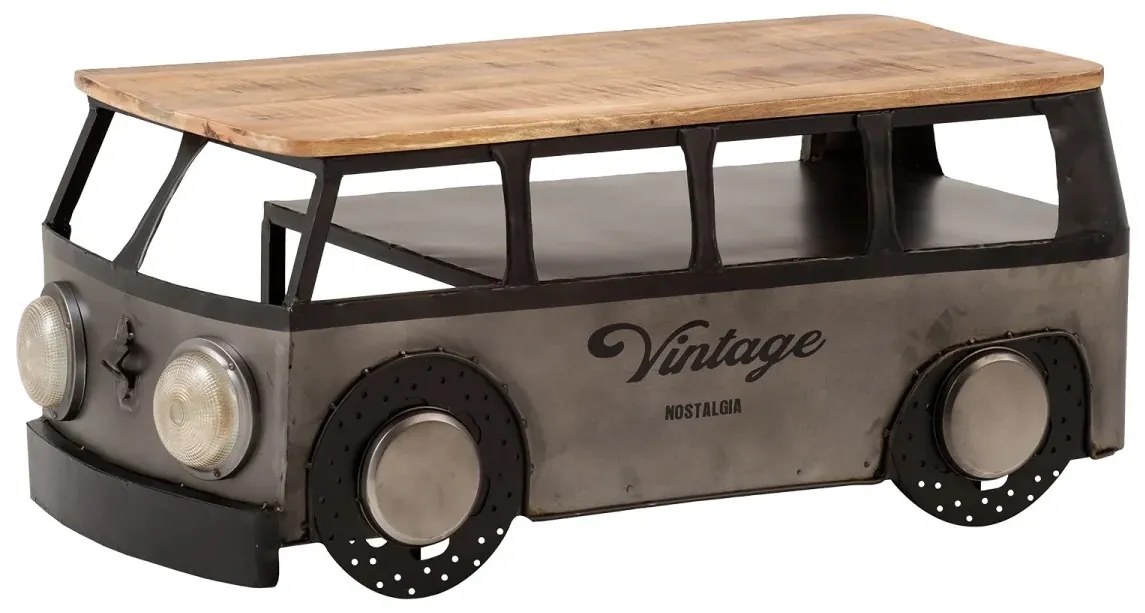 furniture-nabytek.cz - Masívny konferenčný stolík Camper z kovu a dreva, lakovaný, šedá farba