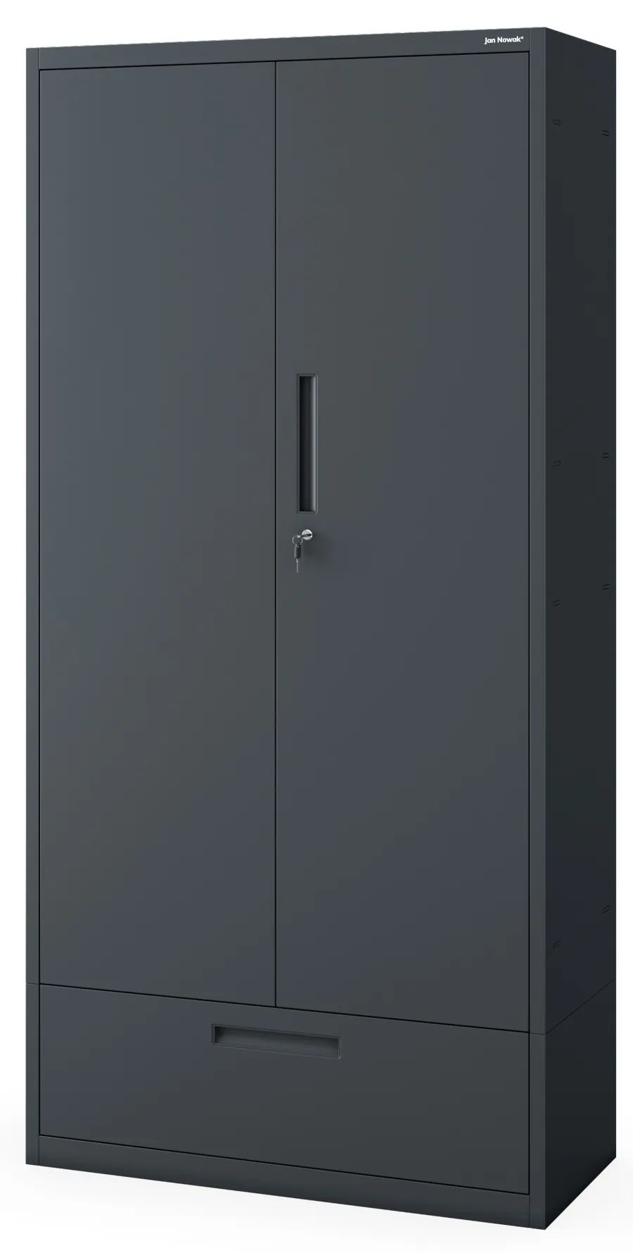 Kovová skriňa MEGAN – antracitová, jednoduchá zásuvka, 185 cm