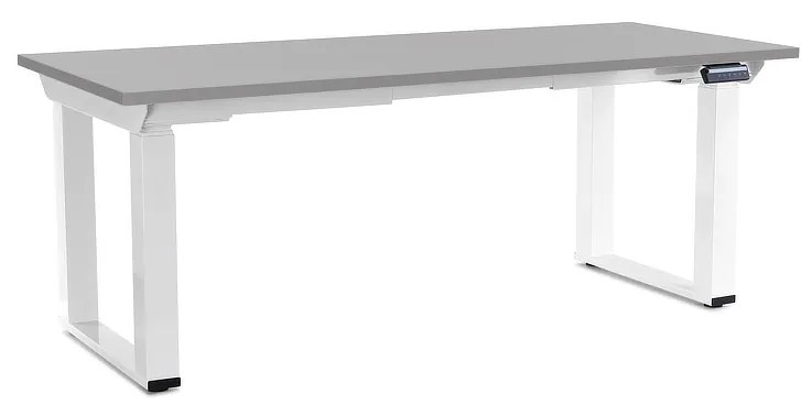 Výškovo nastaviteľný stôl OfficeTech Strong 180 x 80 cm, biela podnož, svetlo sivá