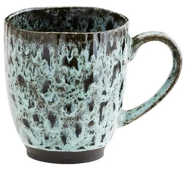 MADAM STOLTZ Kameninový hrnček Green/black 400 ml