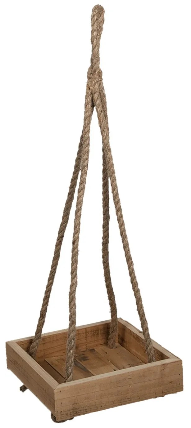Závesná drevená polica s lanom - 25*25*6/72 cm Závesná drevená polica s lanom - 25*25*6/72 cm