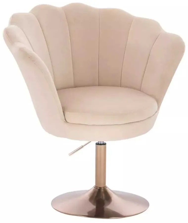 LuxuryForm DESIGN Kreslo FREY VELUR na zlatom tanieri - krémové