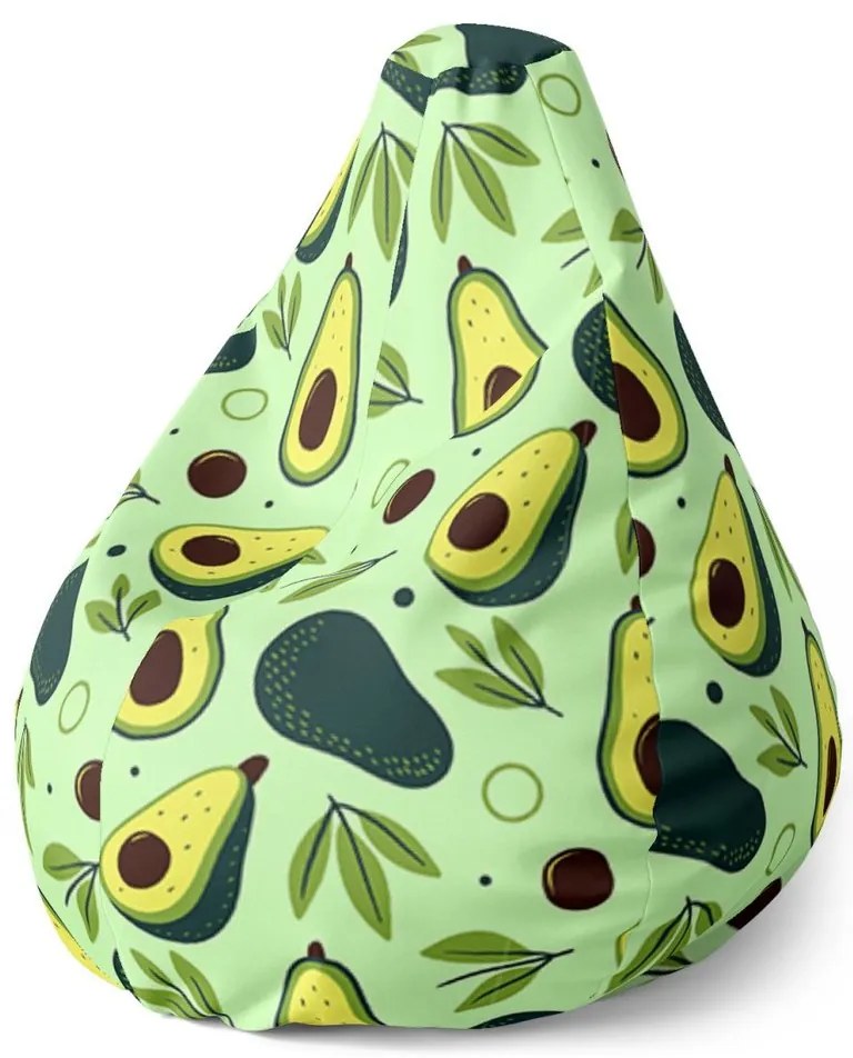 Sedací vak Pear kreslené avokádo, zelená