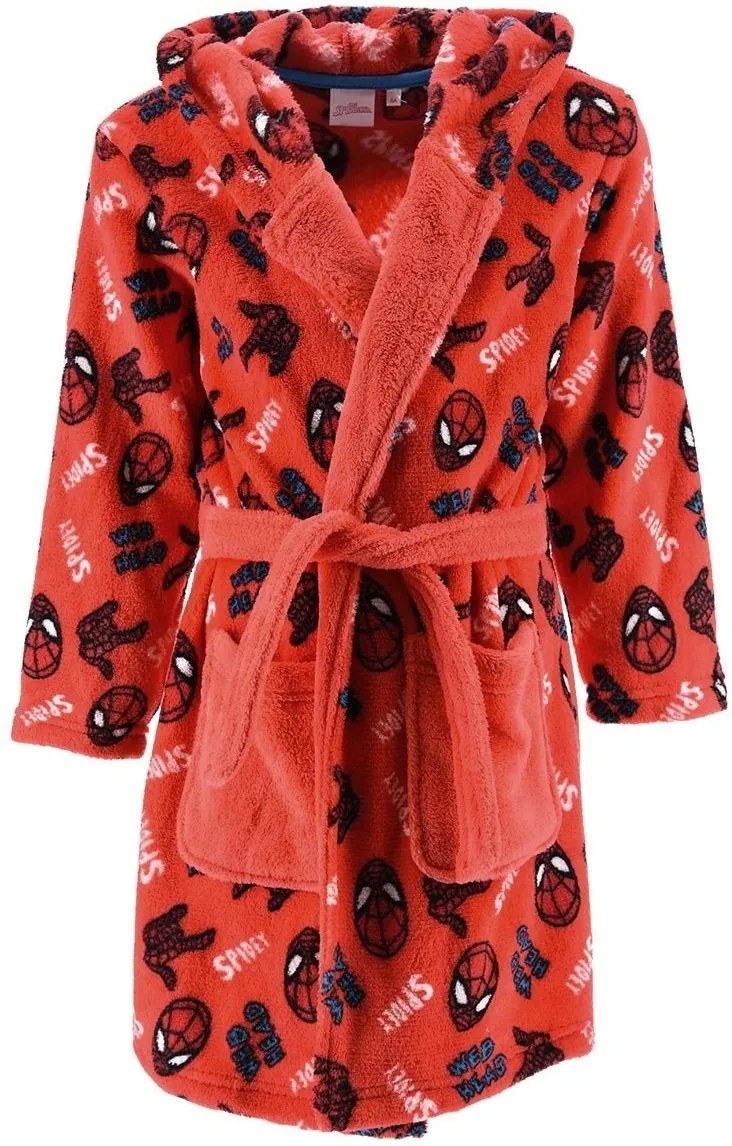 Detský / chlapčenský coral fleece župan s kapucňou Spidey, EU 98 Červená